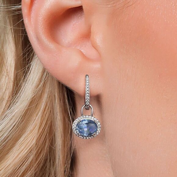 925 Sterling Silver with 4.44 Cttw Cassiopeia Mystic Topaz Oval Drop Earrings - Picture 2 of 5